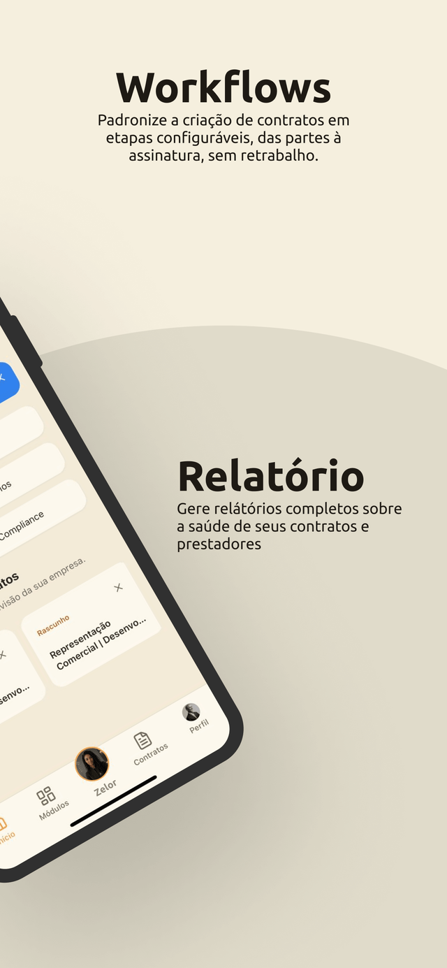 Módulos do CLM no app do Contrasync