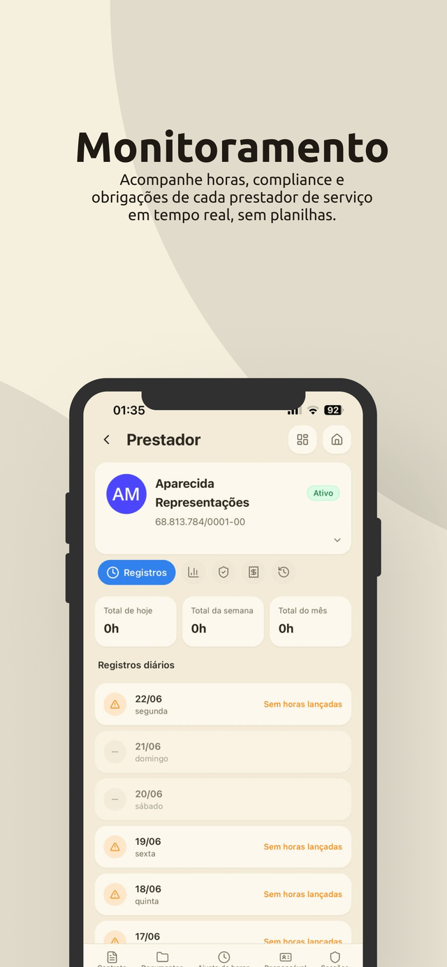 Monitoramento de contratos no app do Contrasync